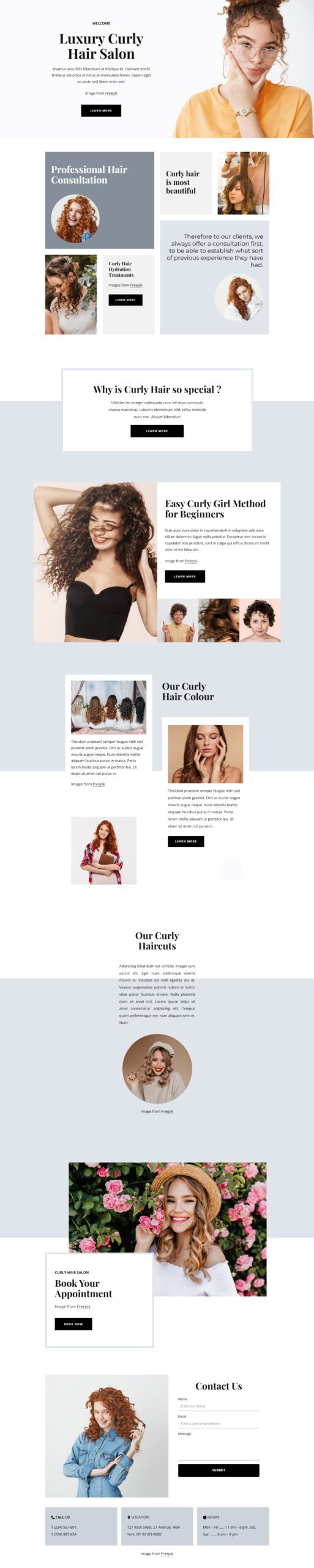 Curly Hair Salon – Tailored Web Design for Curly Hair Enthusiasts