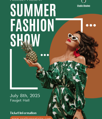 Green Modern Summer Fashion Show Poster – Stunning Graphic Design Service